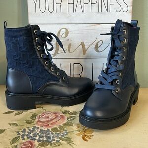 Tommy Hilfiger Reyna Navy Blue Lace up Military Boots NEW NWOT